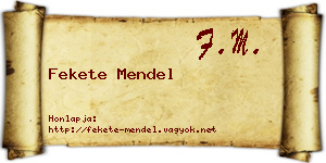 Fekete Mendel névjegykártya